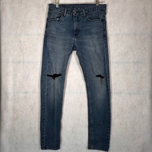 Levi's Jeans Mens 30x32 510 Skinny Blue Good Distressed Ripped Knee Streetwear